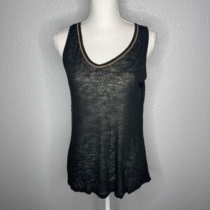 Kenar Black tan top‎ with gold detail trim